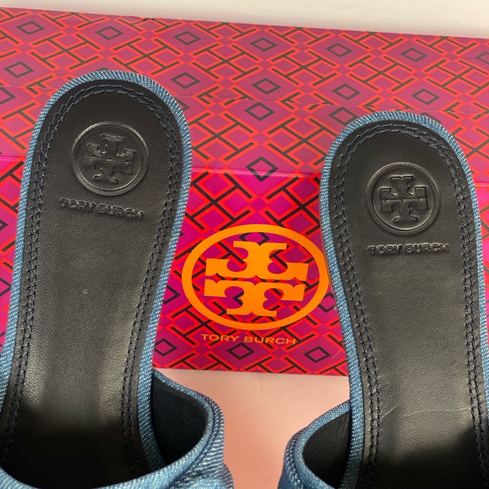 TORY BURCH Annabelle Bow Slide Denim Chamb… - Picture 11 of 15